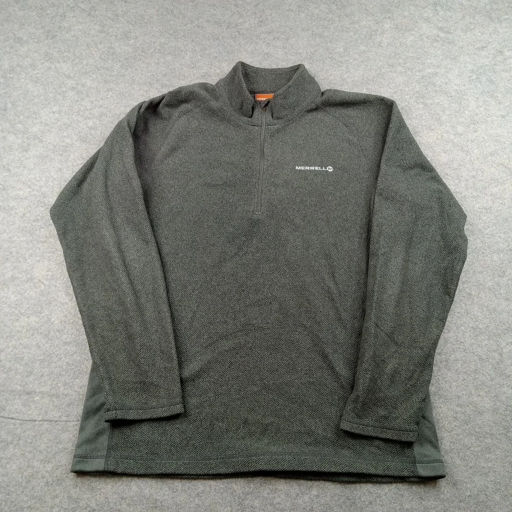 Merrell Pullover Mens Medium Gray‎ 1/4 Zip Long Sleeve Fleece Hiking Top